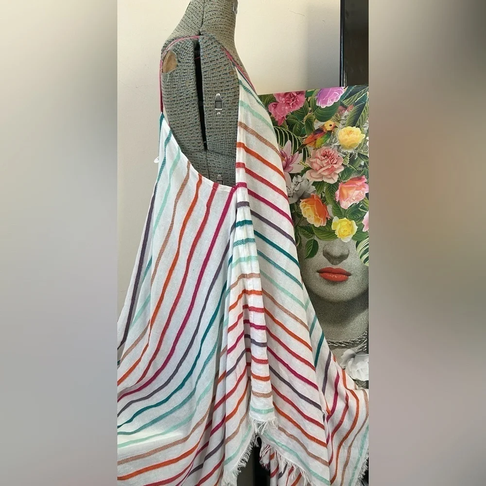 NWT NEW DIRECTIONS MULTICOLOR COVERUP O/S DYED YARN, GAUZY, PULLOVER,LIGHTWEIGHT